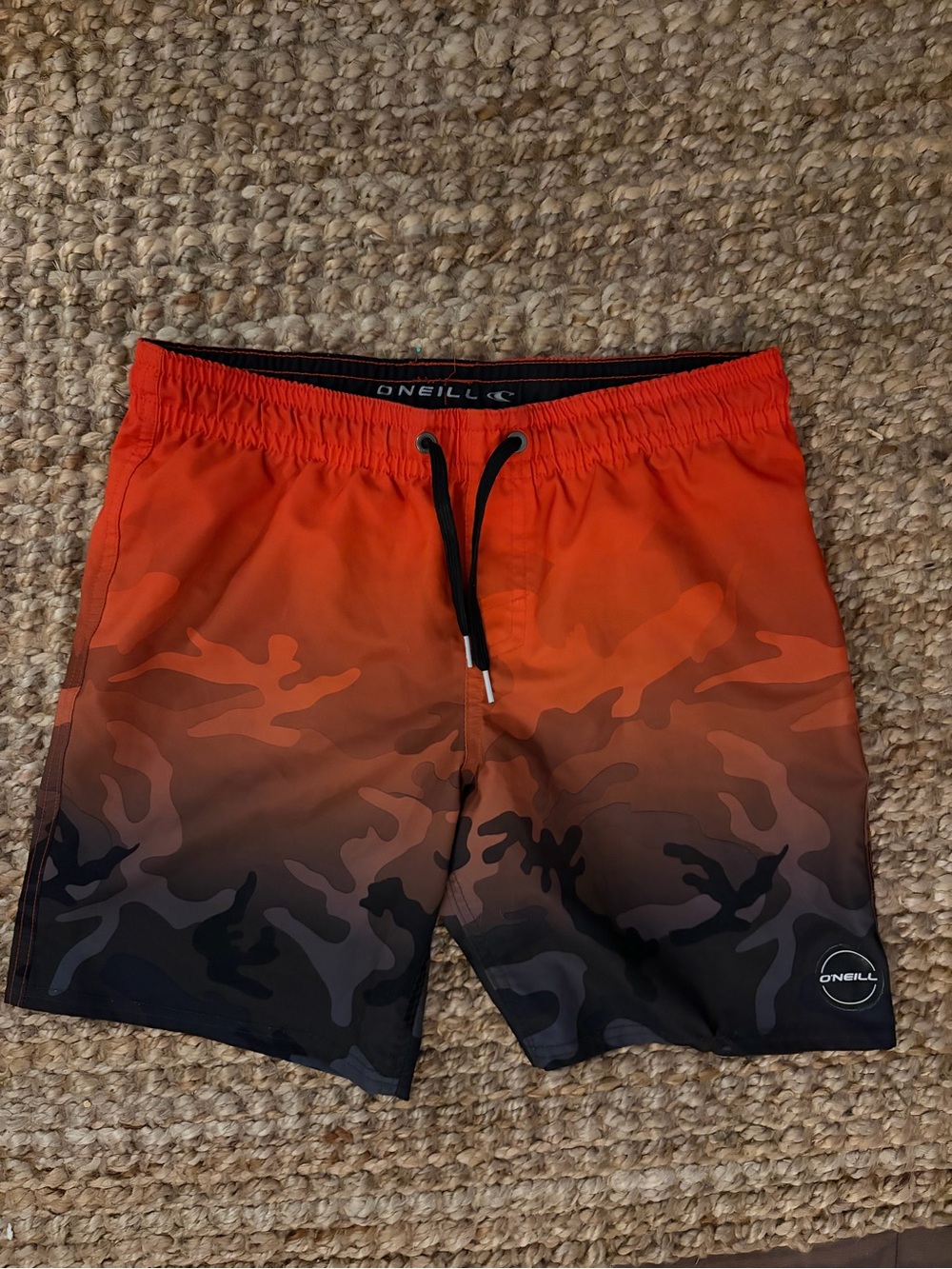 O'Neill Men's Orange & Black Gradient Camo Swim Shorts